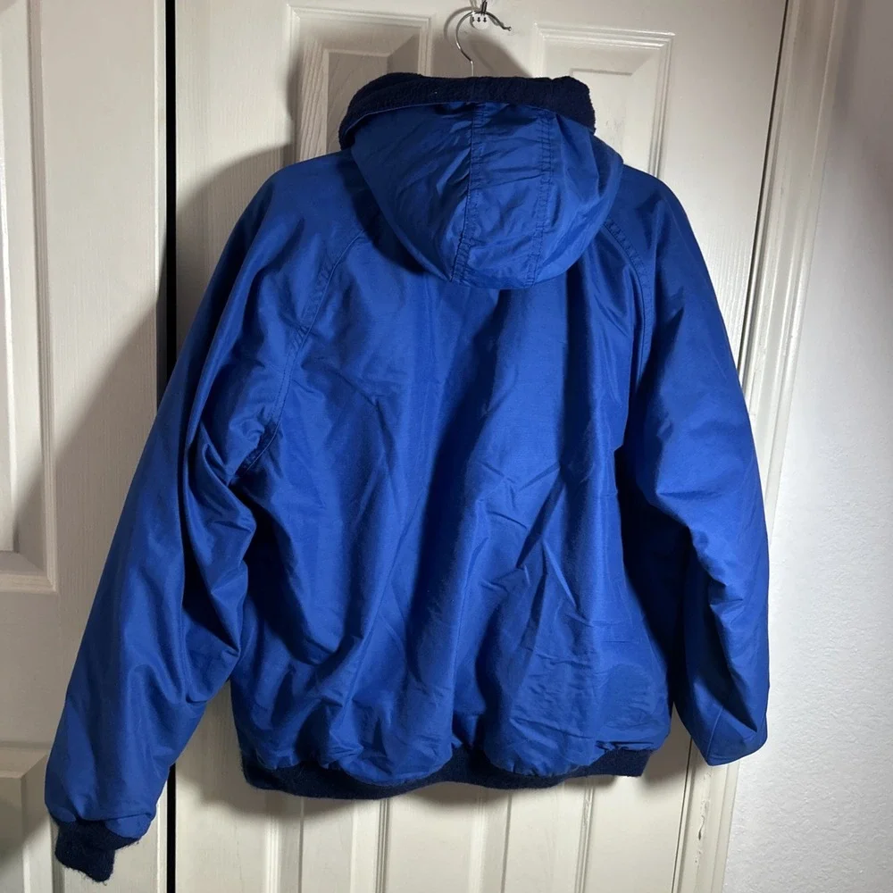 Lands End Pullover Jacket Large Parka Blue Lined Pockets Made in USA Vintage